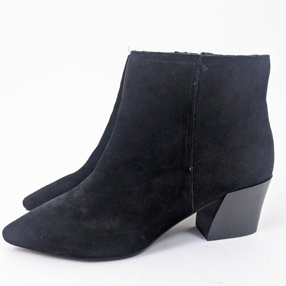 Kensie Lyden Suede Leather Ankle Booties 10 Black